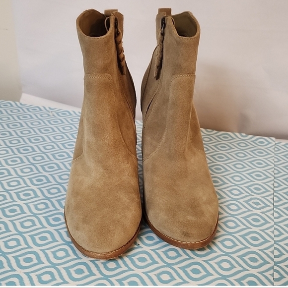 Joie bootie tan leather Saude Wood Stacked Heels Classic - Picture 2 of 9